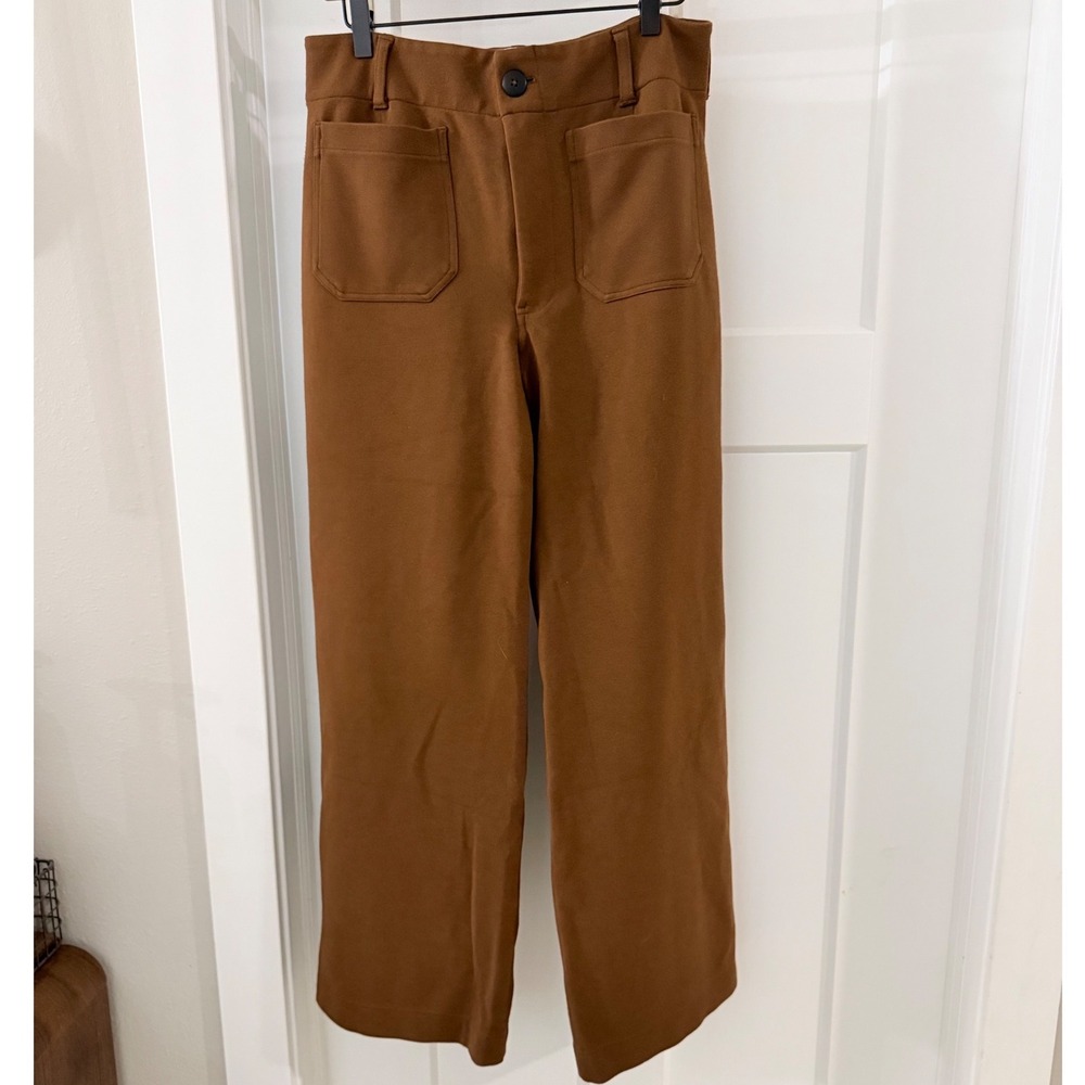 Maeve The Colette Wide Leg Pants Brown High Rise Patch Pocket Size 31 Career